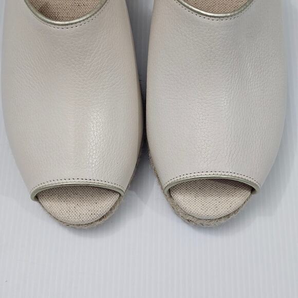 NEW Cole Haan Cloudfeel Southcrest Mule Womens 10 Ivory Leather Wedge Espadrille - Picture 5 of 12